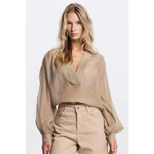 Jansen Amsterdam Nadine 755 lp baloon blouse sand 755 LP large