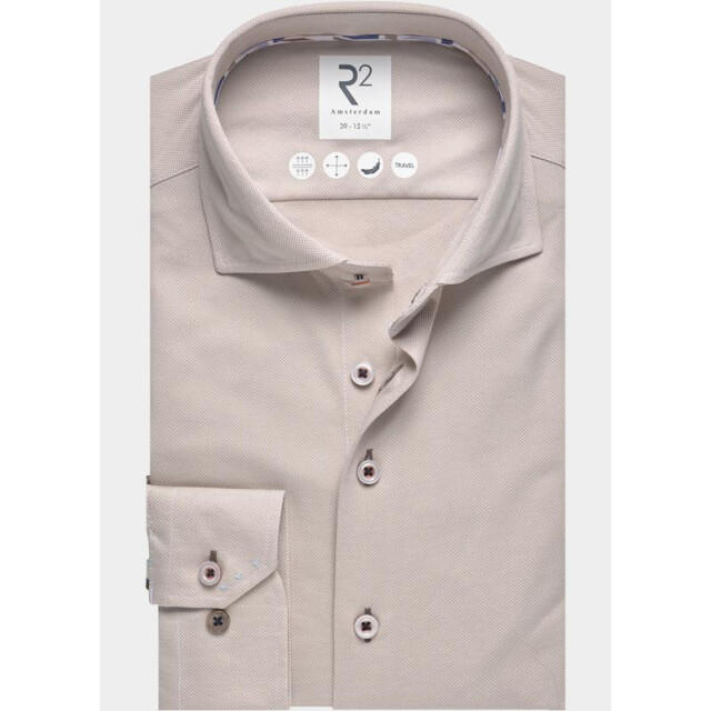 R2 Amsterdam Casual hemd lange mouw solid technical dobby knitted 132.wsp.001/045 203683 large