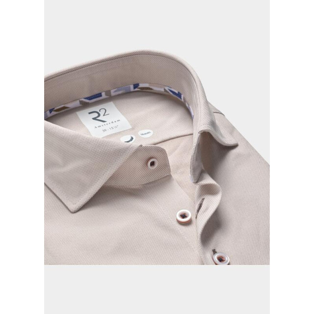 R2 Amsterdam Casual hemd lange mouw solid technical dobby knitted 132.wsp.001/045 203683 large