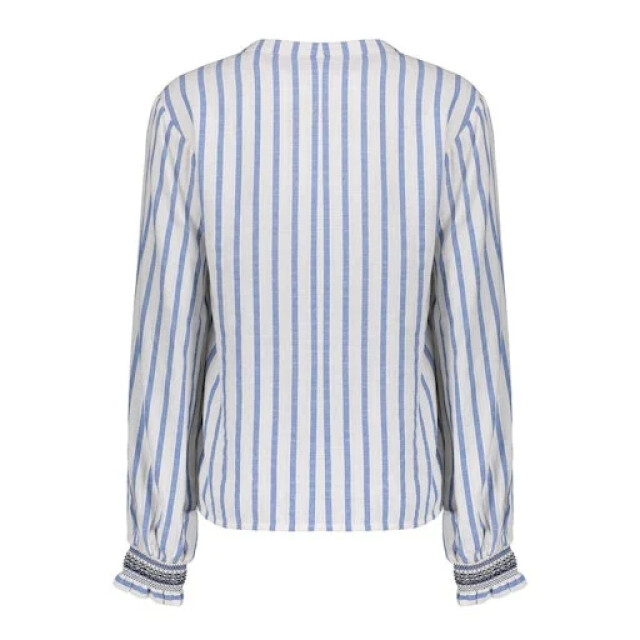 Geisha 63130-99 010 blouse striped embroiderd cuffs off-white/blue 63130-99 010 large