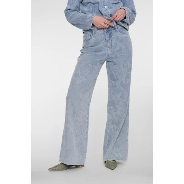 Geisha 61005-10 830 jeans wide jacquard flower bleached denim 61005-10 830 large