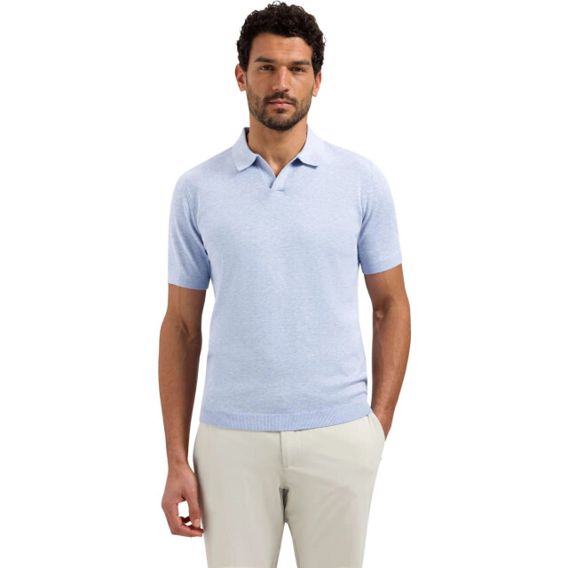 No Excess Pullover short sleeve v-polo melang blue 31220292SN-030 large