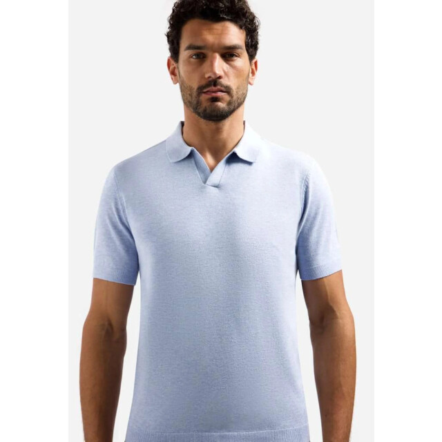 No Excess Pullover short sleeve v-polo melang blue 31220292SN-030 large