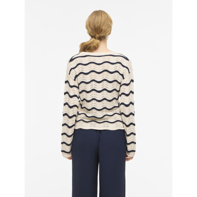 Vila Viwave o-neck ls pointelle knit top-noos ecru dessin 4219.08.0046 large