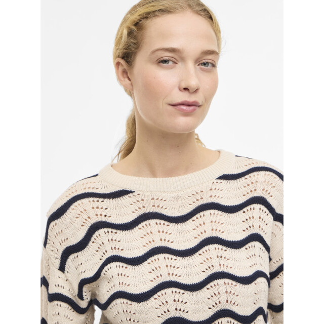 Vila Viwave o-neck ls pointelle knit top-noos ecru dessin 4219.08.0046 large