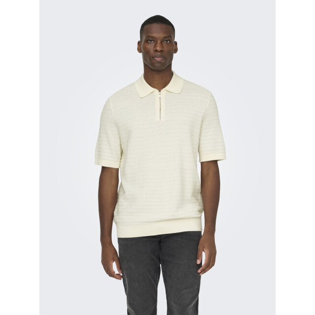 Only & Sons Onsmenu reg ss structure polo knit off-white 5369.02.0022 large