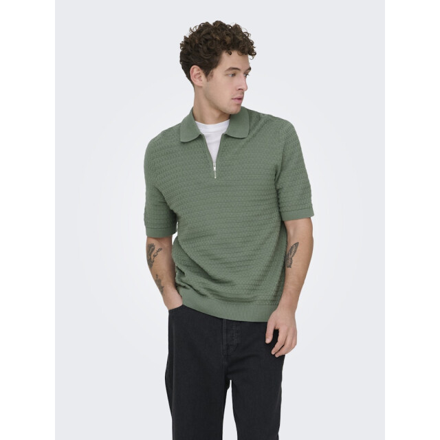 Only & Sons Onsmenu reg ss structure polo knit olijf 5369.22.0038 large