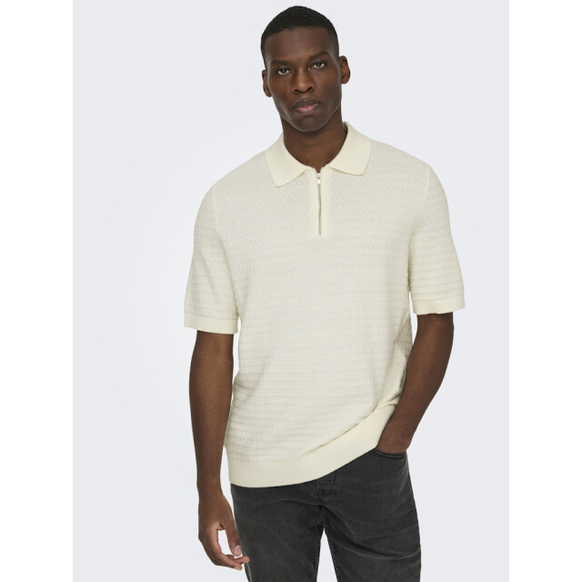 Only & Sons Onsmenu reg ss structure polo knit off-white 5369.02.0022 large