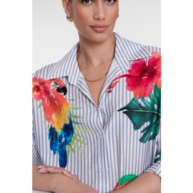 Geisha Blouse stripes birds dessin 4309.09.0051 large