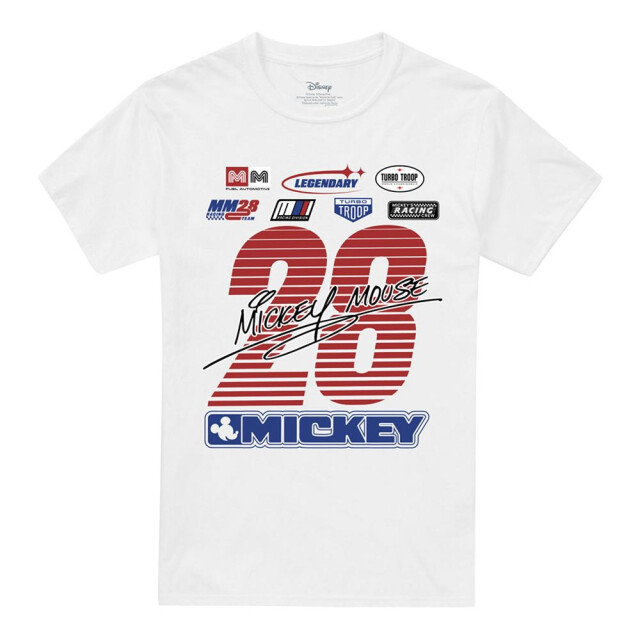 Disney Unisex volwassen mickey mouse racing logo t-shirt UTTV30491_white large