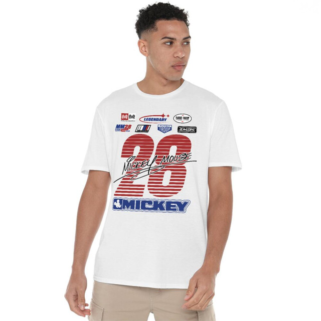 Disney Unisex volwassen mickey mouse racing logo t-shirt UTTV30491_white large