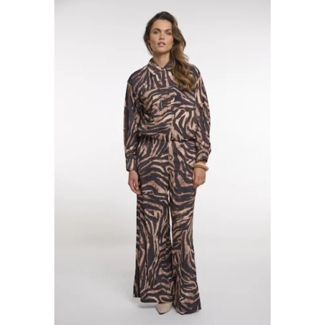 Rino & Pelle Darja regular.7002621 rino&pelle regular length wide leg pants brown zebra DarjaRegular.7002621 Brown zebra large