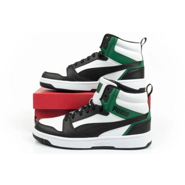 Puma Dames rebound v6 ecologisch leren enkellaarsjes UTPP6409_whiteblackgreen large