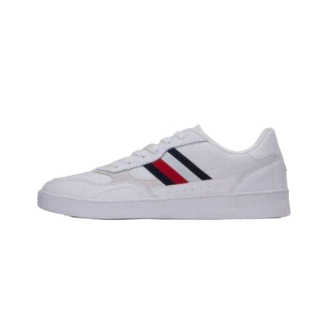 Tommy Hilfiger Heren retro streep leren cupsole schoenen UTPP11383_white large