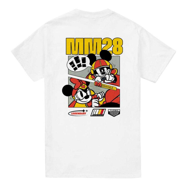 Disney Unisex volwassen mickey mouse strip rugprint racing t-shirt UTTV30492_white large