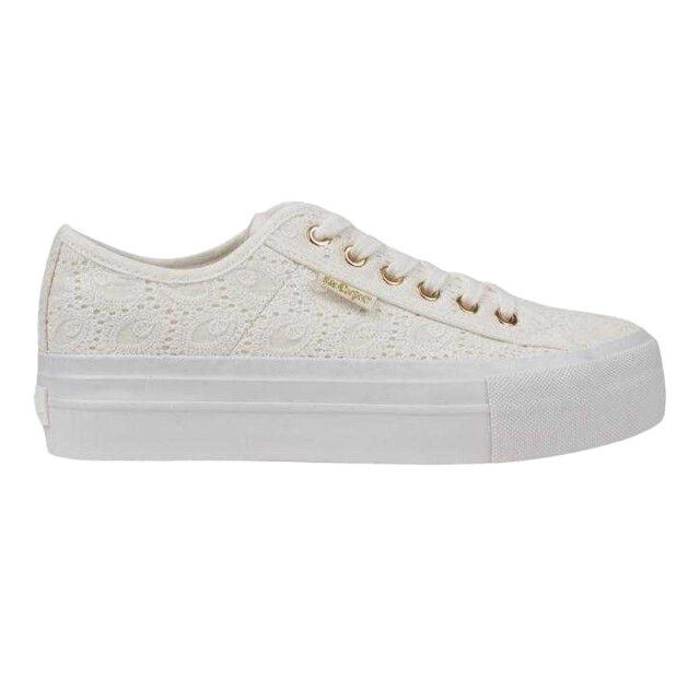 Lee Cooper Dames lace overlay trainers UTPP10778_white large