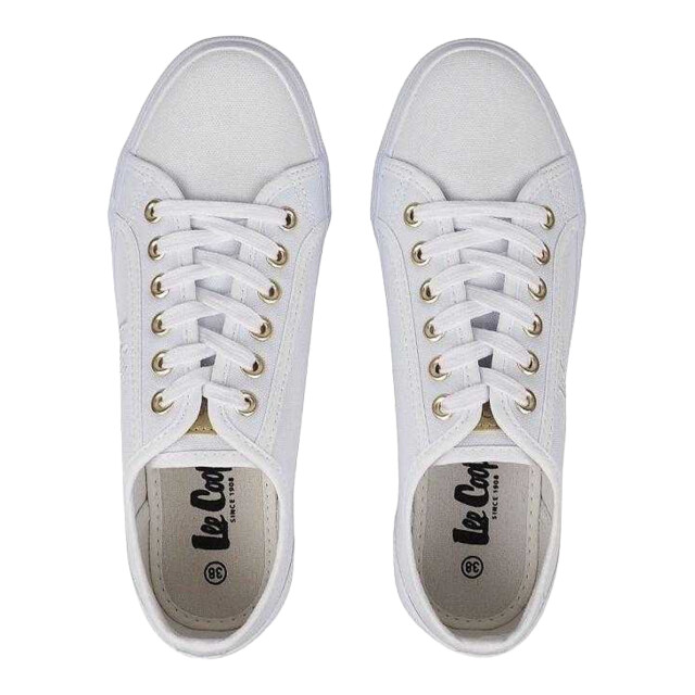 Lee Cooper Dames geborduurde logo trainers UTPP10783_white large