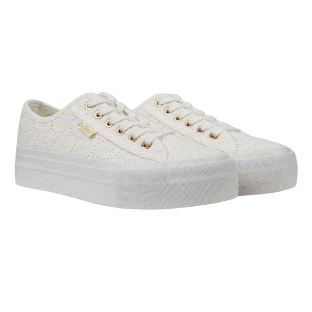 Lee Cooper Dames lace overlay trainers UTPP10778_white large