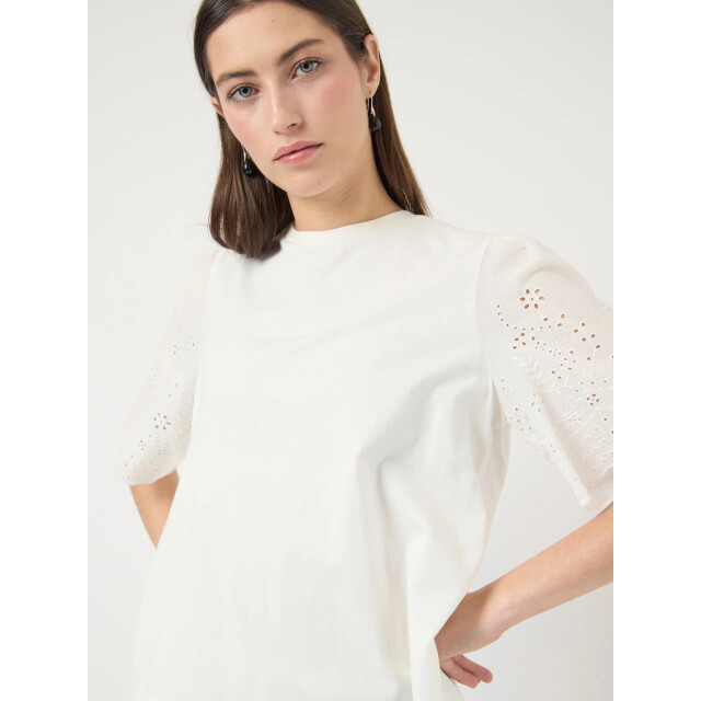 Y.A.S Yaslex ss top w. emb sleeves s. noos star white 26033890-211291 large