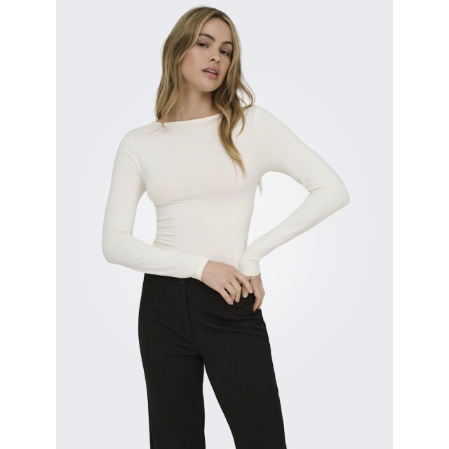 Only onlea l/s deep neck top jrs noos 15302647 cloud dancer 06012.198.0278 large
