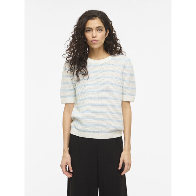 Vila vidalo o-neck s/s stripe knit-noos 14106601 white alyssum/nantucket 06613.241.0031 large