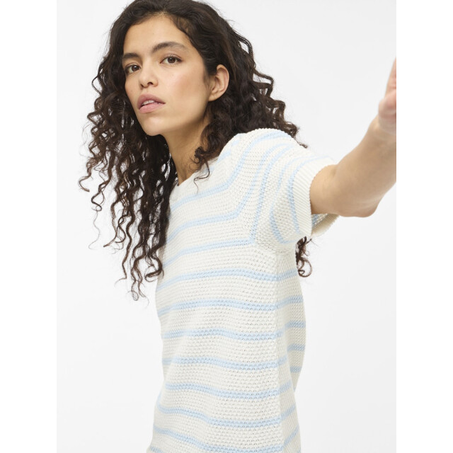 Vila vidalo o-neck s/s stripe knit-noos 14106601 white alyssum/nantucket 06613.241.0031 large
