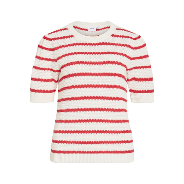 Vila vidalo o-neck s/s stripe knit-noos 14106601 white alyssum 06615.649.0295 large