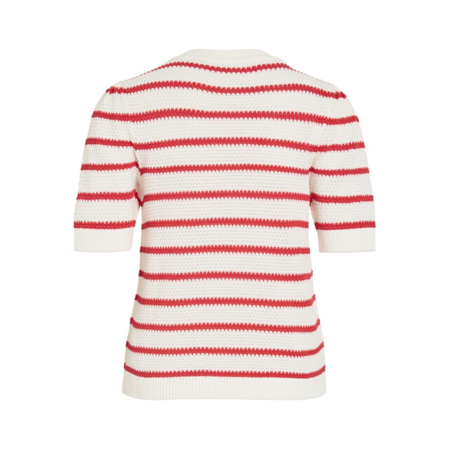 Vila vidalo o-neck s/s stripe knit-noos 14106601 white alyssum 06615.649.0295 large
