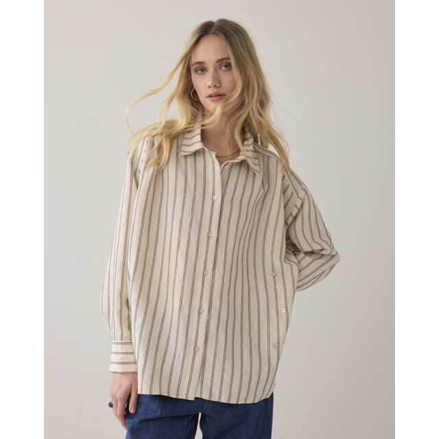 Summum blouse adjustable chenille stripe 2s55-12374 107 ivory midnig 06615.170.0072 large