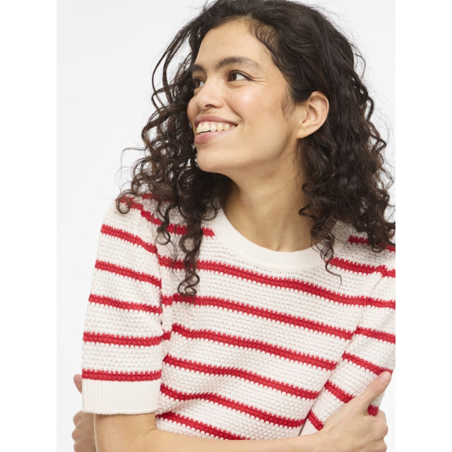 Vila vidalo o-neck s/s stripe knit-noos 14106601 white alyssum 06615.649.0295 large