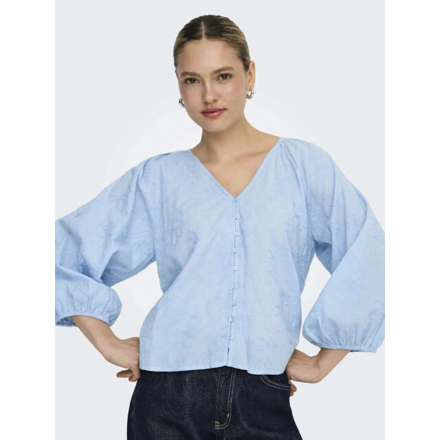 Only Onlzion 3/4 v-neck emb top wvn soft chambray 15364374-299897 large