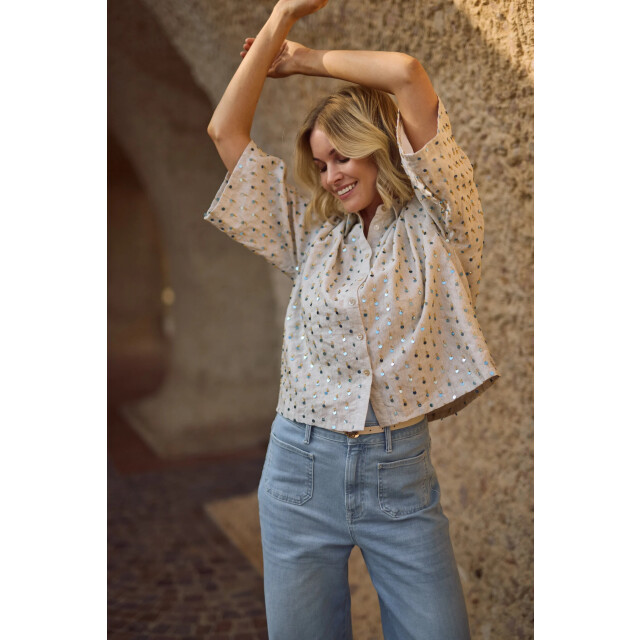 Nukus Nks02205 316 leena blouse paillet sand/cloudy NKS02205 316 large