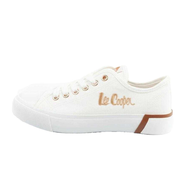 Lee Cooper Dames gouden logo trainers UTPP10772_white large