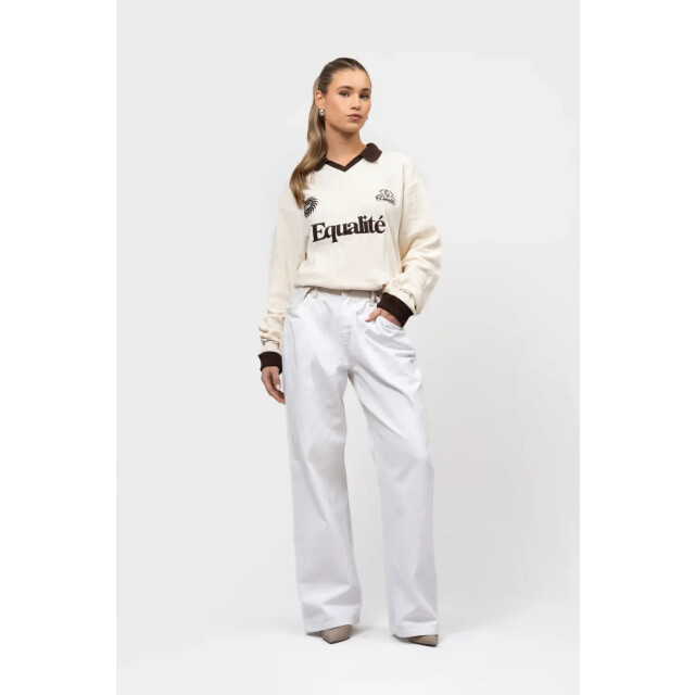 Equalité Ash knit longsleeve polo brown off 161876117 large