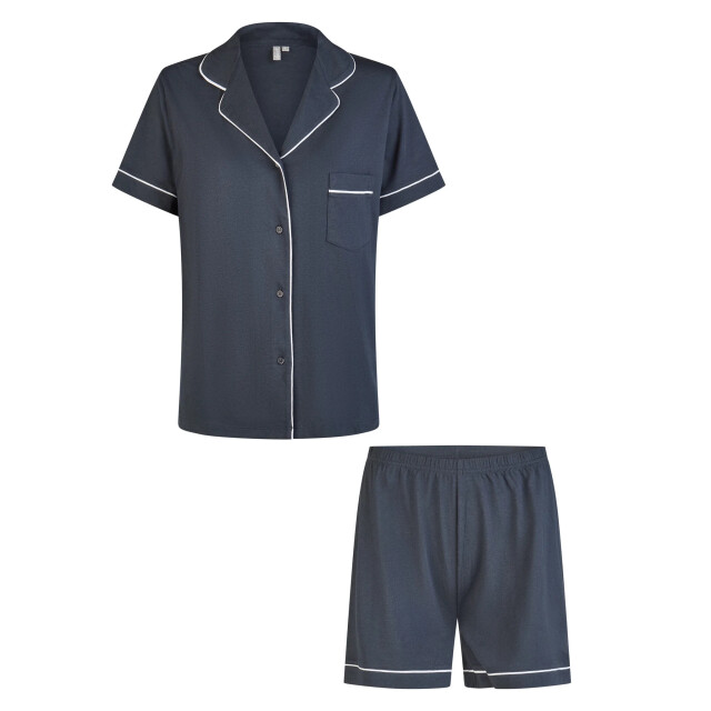 By Louise Dames korte pyjama set modal shortama met knoopsluiting donker BL-6289-02 large