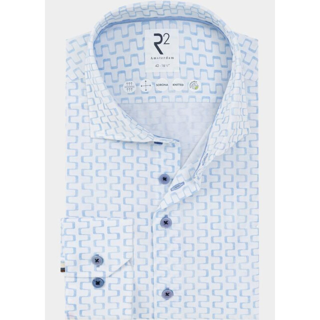 R2 Amsterdam Casual hemd lange mouw blue irregular lines print co 132.wsp.024/018 203687 large