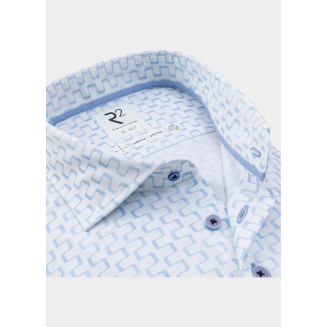 R2 Amsterdam Casual hemd lange mouw blue irregular lines print co 132.wsp.024/018 203687 large
