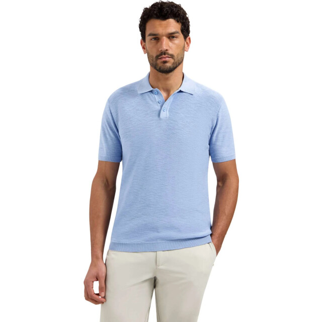 No Excess Pullover short sleeve polo slub blue 31240263SN-030 large