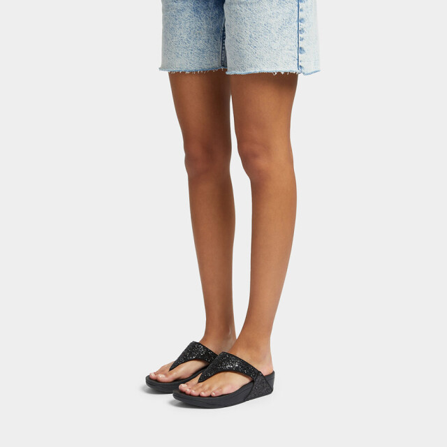 FitFlop Fitflop™ lulu glitter slippers dames – comfort teenslippers FitFlop™ Lulu Glitter Slippers Dames – Zwart Comfort Teenslippers large