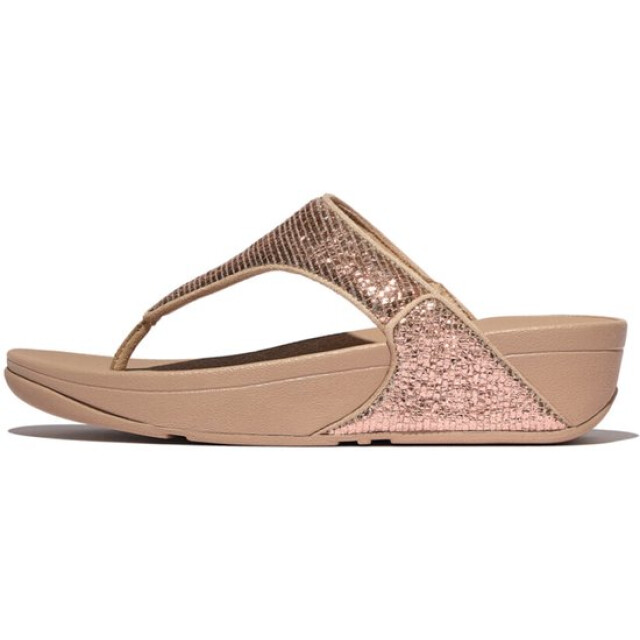 FitFlop Fitflop fitflop™ lulu crinkled-shimmer toe-post metallic FitFlop FitFlop™ Lulu Crinkled-Shimmer Toe-Post Metallic Beige large
