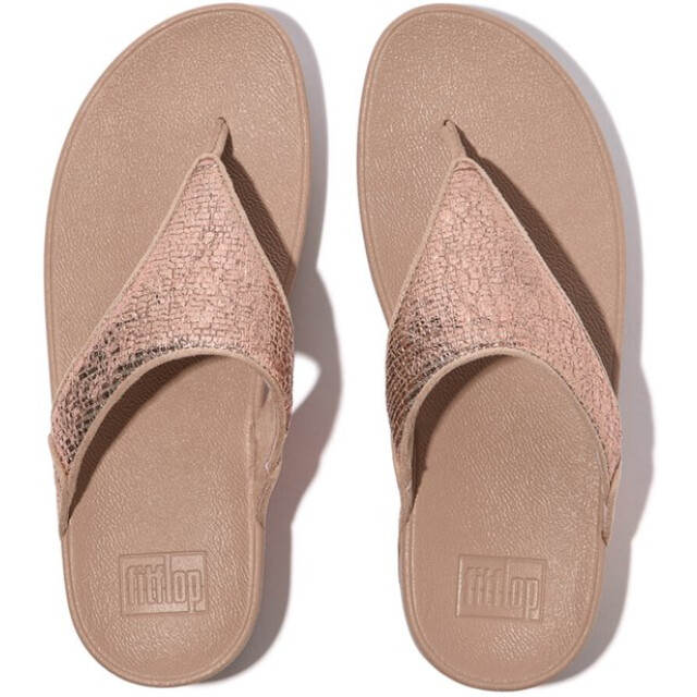 FitFlop Fitflop fitflop™ lulu crinkled-shimmer toe-post metallic FitFlop FitFlop™ Lulu Crinkled-Shimmer Toe-Post Metallic Beige large