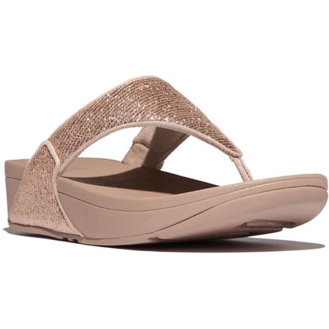FitFlop Fitflop fitflop™ lulu crinkled-shimmer toe-post metallic FitFlop FitFlop™ Lulu Crinkled-Shimmer Toe-Post Metallic Beige large