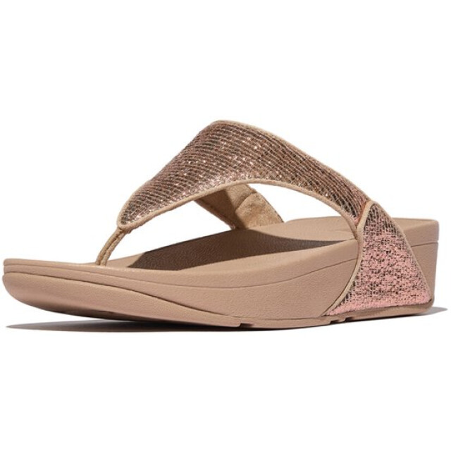 FitFlop Fitflop fitflop™ lulu crinkled-shimmer toe-post metallic FitFlop FitFlop™ Lulu Crinkled-Shimmer Toe-Post Metallic Beige large