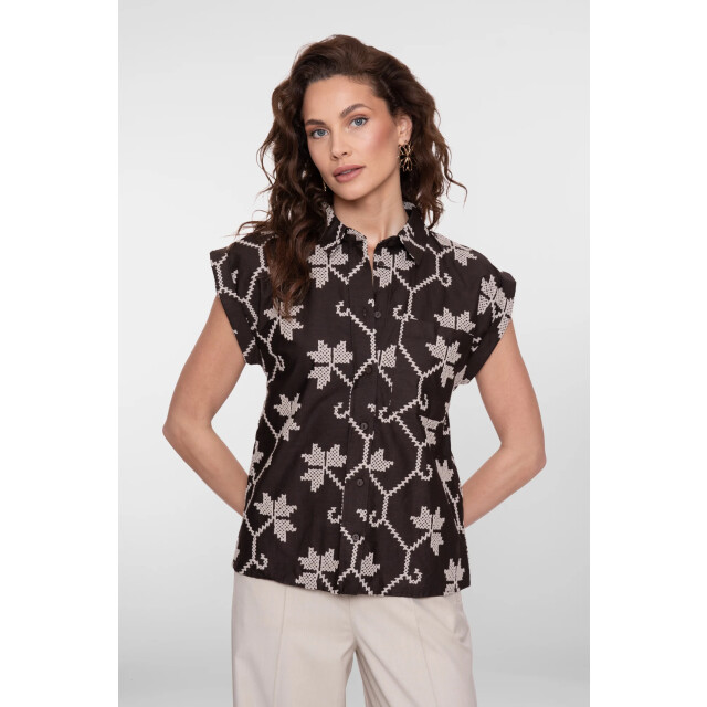 Geisha 63212-20 750 blouse chocolate brown/sand 63212-20 750 large