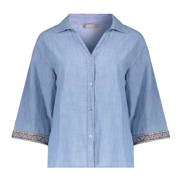 Geisha 63161 70 635 blouse chambray with tape jeansblue 63161_70 635 large