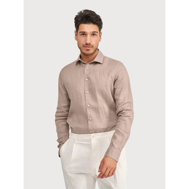 Blue Industry Het cotton linnen overhemd | 6107.61-TAUPE large