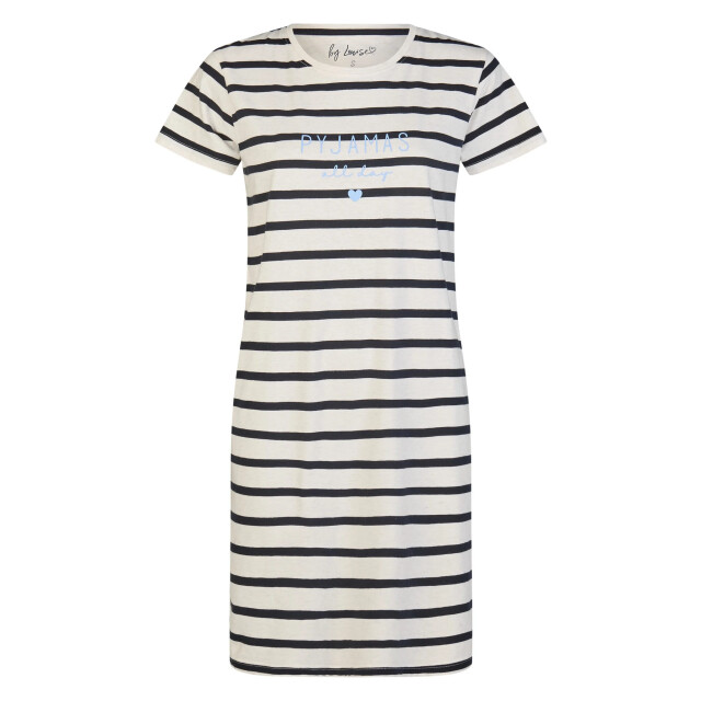 By Louise Dames lang nachthemd korte mouwen wit gestreept BL-6247-02 large