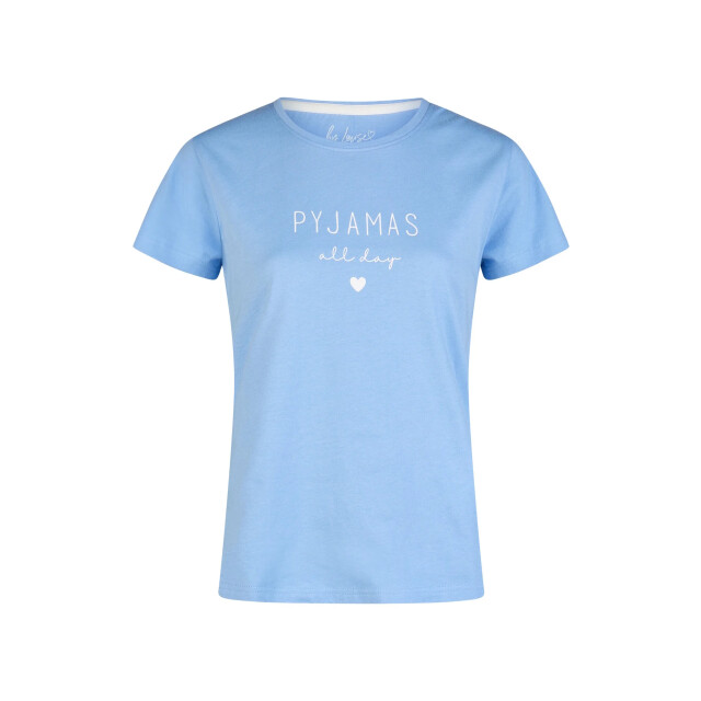 By Louise Dames korte pyjama set shortama lichtblauw/wit gebloemd BL-6254-02 large