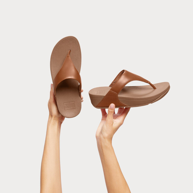 FitFlop Fitflop™ lulu leather teenslippers – leren comfort slippers FitFlop™ Lulu Leather Teenslippers – Tan Leren Comfort Slippers large