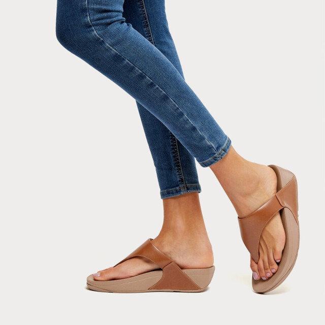 FitFlop Fitflop™ lulu leather teenslippers – leren comfort slippers FitFlop™ Lulu Leather Teenslippers – Tan Leren Comfort Slippers large